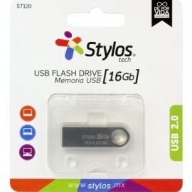 MEMORIA USB STYLOS 16 GB ST100 FLASH 2.0 PLATA STMUSB2B