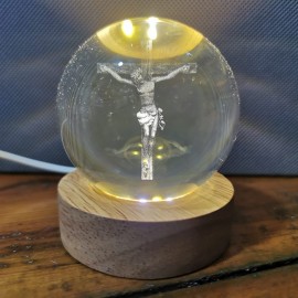 LAMPARA DE NOCHE 3D BOLA D/CRISTAL CRISTO LED824