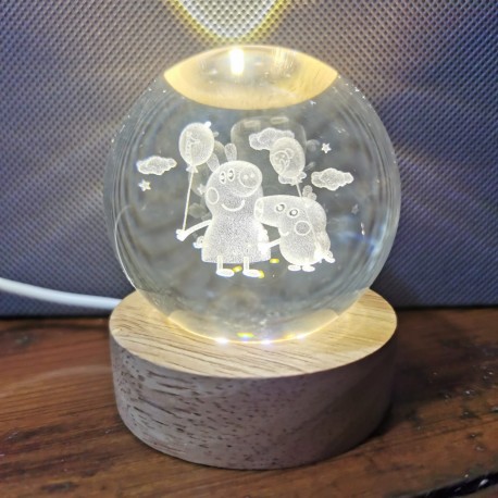 LAMPARA DE NOCHE 3D BOLA D/CRISTAL PEPPA LED852
