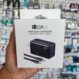 CUBO CARGADOR Y CABLE GaN65W USB-C1/USB-C2/USB-A GAR322