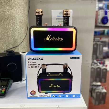 Bocina Karaoke Bluetooth FM con 2 microfonos