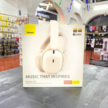 AUDIFONOS DE DIADEMA BASEUS BOWIE H1i CANCELACION DE RUIDO ACTIVA BLANCO