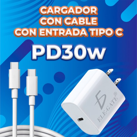 Cargador de 30w con cable tipo c