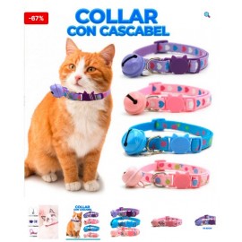 COLLAR AJUSTABLE PARA MASCOTA CON DISEÑO ESTAMPADO Y CASCABEL