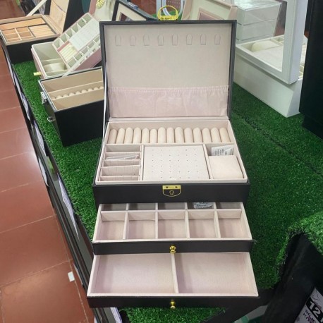 ALHAJERO JOYERO ESTUCHE ORGANIZADOR 3 NIVEL NEGRO R1002