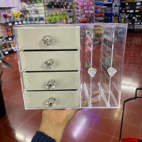 ALHAJERO JOYERO ESTUCHE ORGANIZADOR 4 NIVEL TRANSPARENTE 4 CAJONES R1011