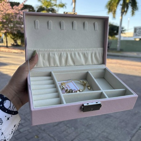 ALHAJERO JOYERO ESTUCHE ORGANIZADOR 1 NIVEL ROSA R1014