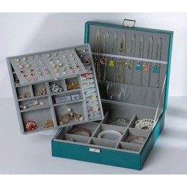 ALHAJERO JOYERO ESTUCHE ORGANIZADOR 2 NIVEL VERDE PINO R1022