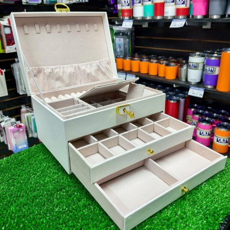 ALHAJERO JOYERO ESTUCHE ORGANIZADOR 2 CAJON ROSA BABY/BLANCO A299